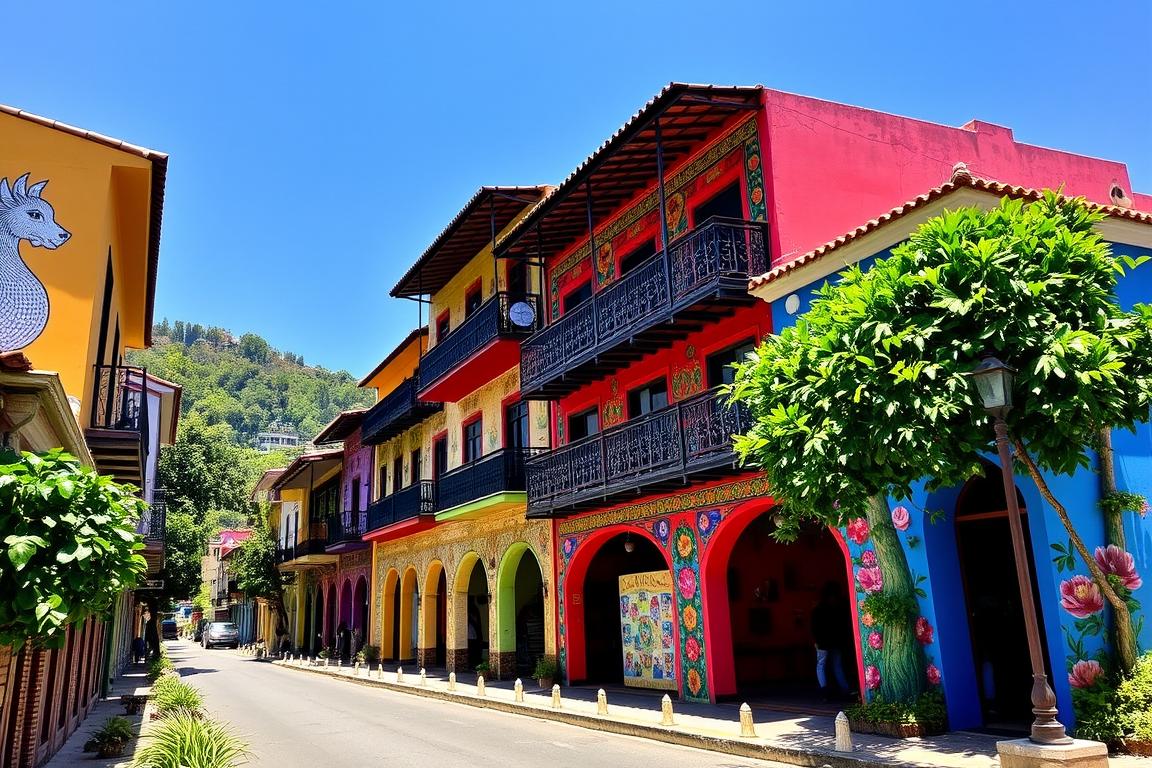 Colorful buildings in Guatape Colombia