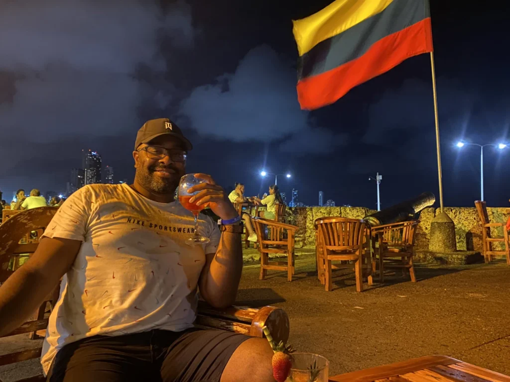 Wid at night at the fort in Cartagena, 2021