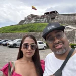 Wid with a friend in front of Castillo San Felipe de Barajas, Cartagena